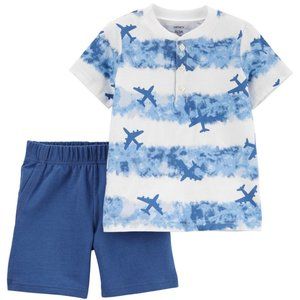 Carter's Boys' 6M Tee Shorts 2 Piece Playwear Set Blue White 6M